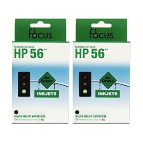 Remanufactured HP 56 (C6656A) Black Ink Cartridges -Pack of 2 -OfficeJet 2110, 4110, 4110v, 4215, 4219, 4255 Brand