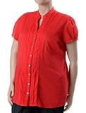 Motherhood Maternity: Plus Size Short Sleeve Shirt Collar Button Front Maternity Blouse