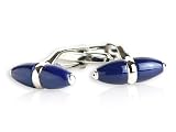 Modern Silver Tipped Navy Blue Enamel Cone Cufflinks with Presentation Box