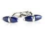 Modern Silver Tipped Navy Blue Enamel Cone Cufflinks with Gift Box