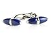 Jewelry : Modern Silver Tipped Navy Blue Enamel Cone Cufflinks with Presentation Box