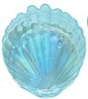 Small Glass Azure Blue Oyster Shell Plate 8" x 7.75" Set / 2