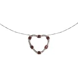 EXP Sterling Silver Garnet Heart Pendant Necklace at an Angle