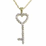10K .05 ct.t.w. Diamond Key Pendant with 18 Chain