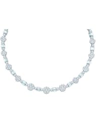 8.31 cttw 14k White Gold Diamond Bridal Flower Art Nouveau Necklace (Real Diamonds: 8.31 cttw)