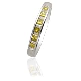 0.50cttw Natural White (SI-Clarity, GH-Color) and Treated Yellow Diamonds Ring in 14K White Gold.