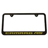 2010 2011 Chevrolet Camaro RS License Plate Frame Black with Yellow lettering by High-End Motorsports