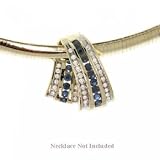 Solid 10KT Yellow Gold Slide Sapphire Diamond Pendant
