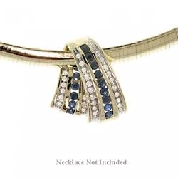 Blue Sapphire & Diamond Slide Pendant in 10K Solid Yellow Gold