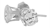 1.00 Ct Round Cut Sterling Silver Stud Earrings 5mm Free Gift Box With Every Purchase
