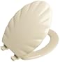 Mayfair 122EC 006 Designer Series Shell Wood Toilet Seat with Easy-Clean Hinges, Elongated, Bone