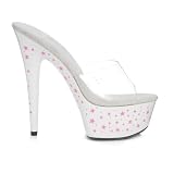 6 Inch Sexy Shoes Star Platform Sandals Slip On Shoes Open Toe White