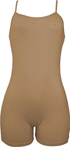 Stretch is Comfort Women's Cotton CAMISOLE UNITARD SHORTIES BEIGE SMALL
