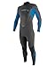 O'Neill Youth Reactor 3/2mm Back Zip Full Wetsuit, Graphite/Bright Blue/Graphite, 10