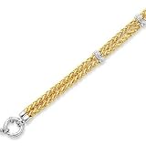 14k Two Tone Gold Pave Round 0.90Ct Diamond Bracelet