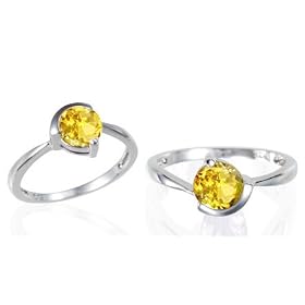 Buy Round Cut Citrine Ring Sterling Silver by Peora