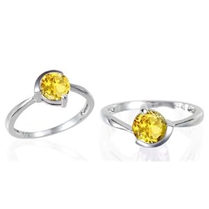 Buy Round Cut Citrine Ring Sterling Silver by Peora