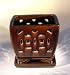 Bonsai Boy's Ceramic Bonsai Pot (Orchid)<br>Glazed Square - Dark Red Orange<br>7.78