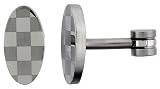 Oval Shape, Surgical Steel Cuff Links with Checkered pattern