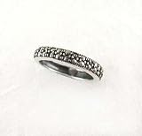 Sterling Silver & Marcasite Slim Band Ring, Size 7