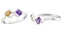 Princess Cut Amethyst Citrine Ring Sterling Silver