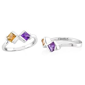 Buy Princess Cut Amethyst Citrine Ring Sterling Silver by Peora