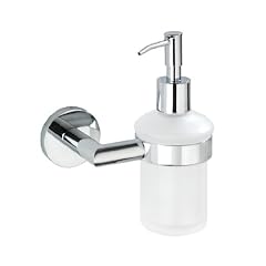 WENKO 17962100 Seifenspender Napoli-Revello Power-Loc - Befestigen ohne Bohren, Glas, Messing verchromt, rostfrei, 13 x 17 x 9.5 cm