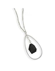 MMA Silver - 17.5 inch Black Onyx Drop Necklace