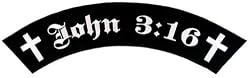 Large John 3:16 Patch Religious Embroidered Iron-On Christian Biker Rocker Emblem