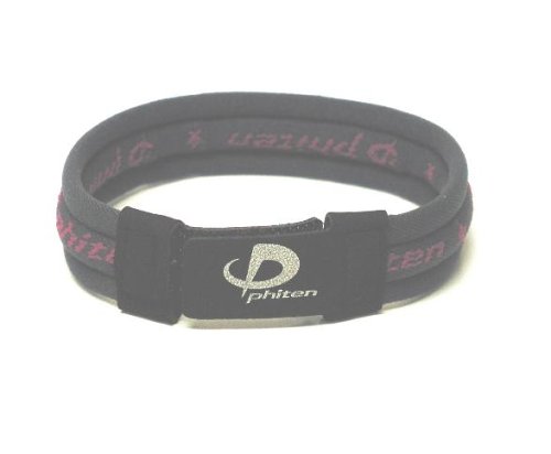 Phiten Star Titanium Bracelet:Pink Gray, Size-Medium (7″)
