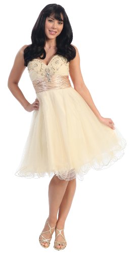 Strapless Beaded Cocktail Formal Prom Dress #2700