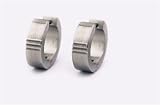 Grooved Stainless Steel Hinged Hoop Earrings with Brushed Finish
