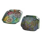 IMAX Playful Paisley Serving Trays Glass Traditional Style Vibrantly Colored Distinct Paisley Design