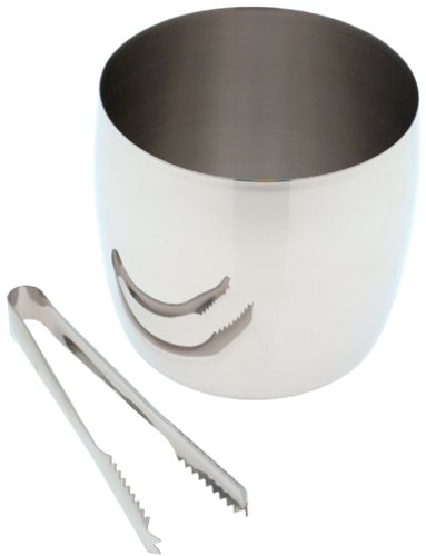 Hoffritz Stainless-Steel Ice Bucket with Tongs