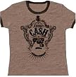 JOHNNY CASH - Guitar Shield Ringer - Heather / Brown Women's / Girls T-shirt (Girlie / Babydoll)
