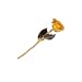 12 Inch Lacquered Yellow Rose With Gold Trim