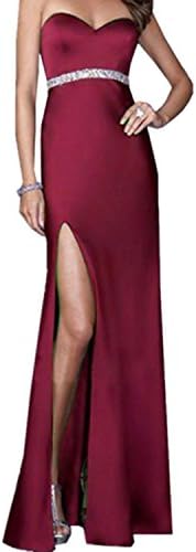 ONLYWOOD Women off shoulder long evening dress high waist slit party dresses 2016061501P39-BU-US-M(10-12)TAG L