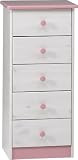 Steens 1780050251 Kommode Wendy 89 x 42 x 35 cm white wash Kiefer massiv und rosa MDF
