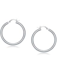 14K White Gold Polished Hoop Earrings (40 mm)