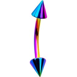 Rainbow Anodized Titanium Cone Eyebrow Ring