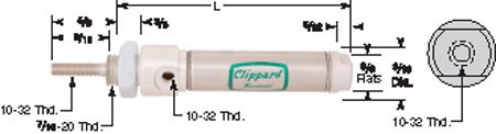 1/2 Bore x 2. Stroke, Double Acting, Stud Mount, Clippard Stainless Steel Pneumatic Cylinders (1 Each)
