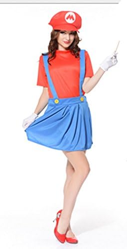 Super Mario Brothers, Deluxe Mario Family Costume. (Adult Women(160-175cm), red)