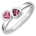 Genuine IceCarats Designer Jewelry Gift Sterling Silver Stackable Expressions Pink Tourm. Double Heart Ring Size 9.00