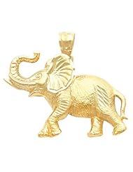 14K Yellow Gold 24.50X38.50 mm Elephant Pendant