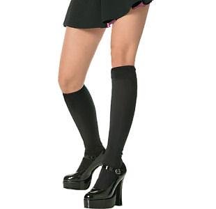 Black Opaque Nylon Knee High Stockings Adult Halloween Outfit - One Size Fits Most Women