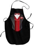 Tuxedo Tux Print with RED VEST on Black Apron with Pockets