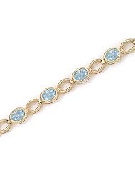 14K Yellow Gold Oval Aquamarine Bracelet