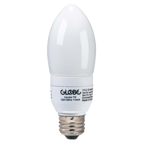 Globe 4753101 7-Watt B-Type Compact Fluorescent Chandelier Light Bulb With Medium Base