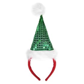 Green Sequin Santa Hat Headband ~ Christmas Xmas Costume Accessories