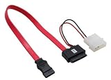 DeLock Kabel SATA Slimline Buchse + 2 pin Power > SATA Kabel 1 x SATA 7 + 6 pol / Buchse  + 1 x 2 pol Strom /Stecker auf 1 x SATA 7 pol 0.3 m